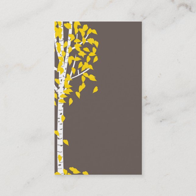 Grey Yellow Aspen Tree Business Cards (Front)