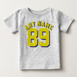 Grey & Yellow Baby Sports Jersey Design T-Shirt
