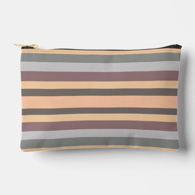 Grey Yellow Blue Purple Stripes Accessory Pouch (Front)