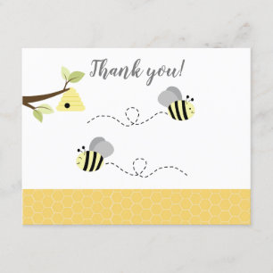Grey Yellow Bumble Bee Thank you Card