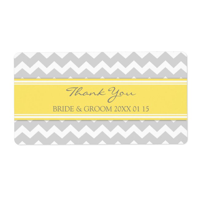 Grey Yellow Chevron Wedding Labels (Front)