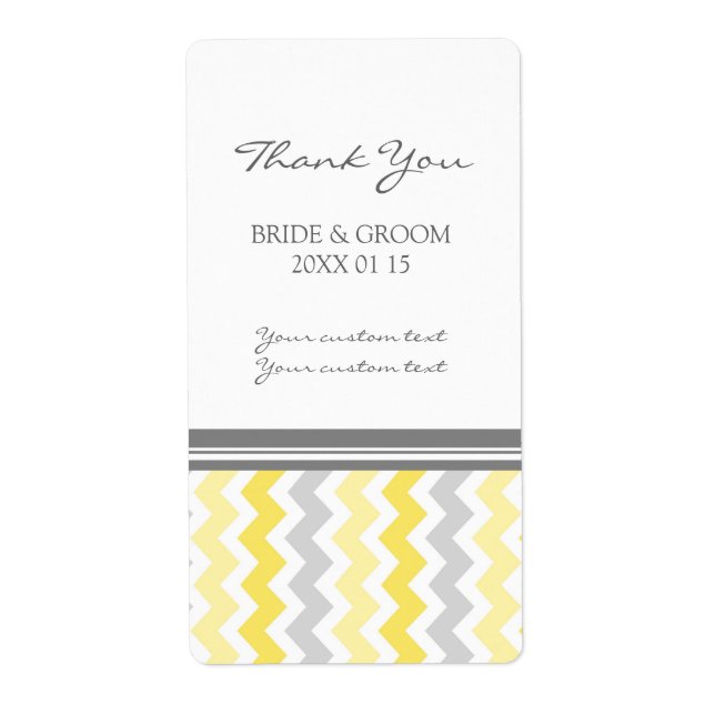 Grey Yellow Chevron Wedding Labels (Front)