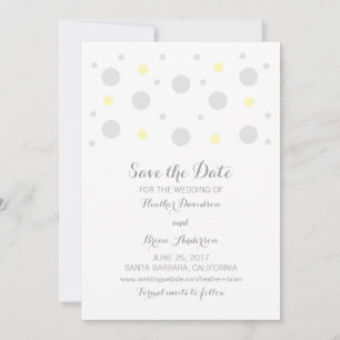 Grey Yellow Confetti Save the Date Invite