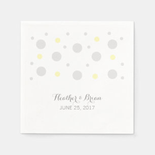 Grey Yellow Confetti Wedding Paper Napkins