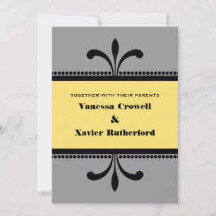 Grey/Yellow Fancy Art Deco Wedding Invite