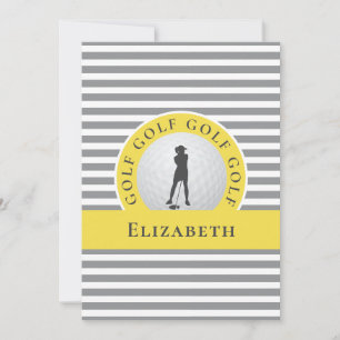 Grey Yellow For Her Personalised Golfer Thank You Card