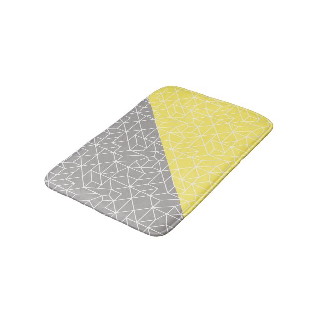 Grey & Yellow Geometric Bath Mat (Angled)