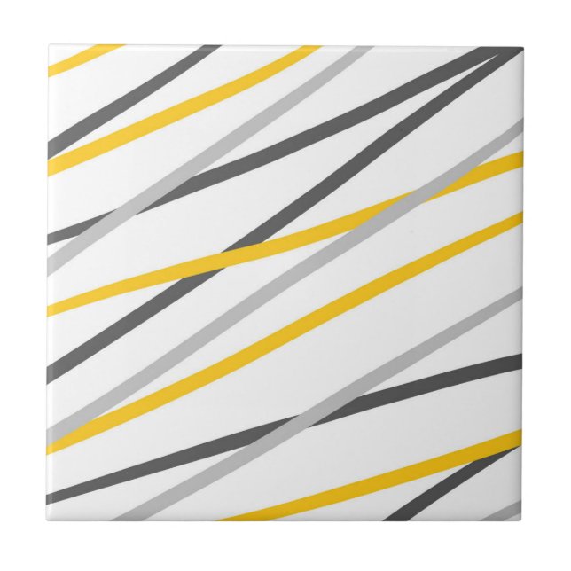 Grey Yellow Linear Abstract Tile (Front)