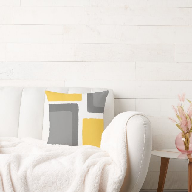 Grey Yellow Minimalist Colour Block Cushion (Couch)