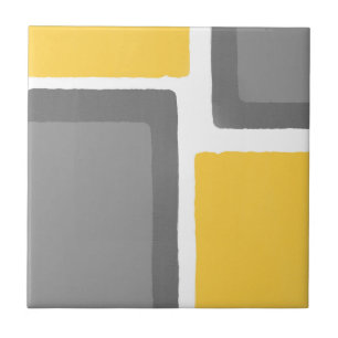 Grey Yellow Minimalist Colour Block Tile