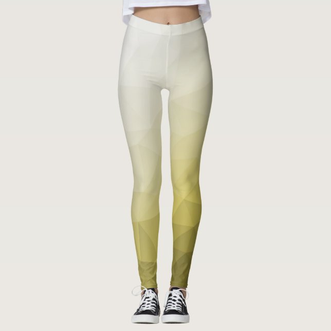 Grey Yellow ombre Mesh cool elegant Pattern Leggings (Front)