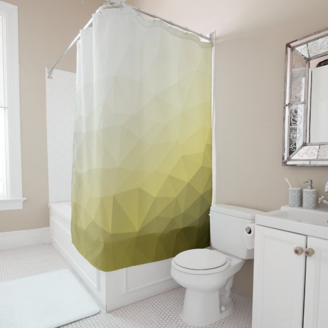 Grey Yellow ombre Mesh cool elegant Pattern Shower Curtain (In Situ)