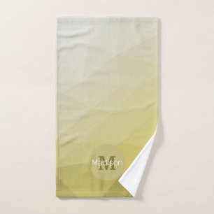 Grey Yellow ombre Mesh cool Pattern Monogram Bath Towel Set