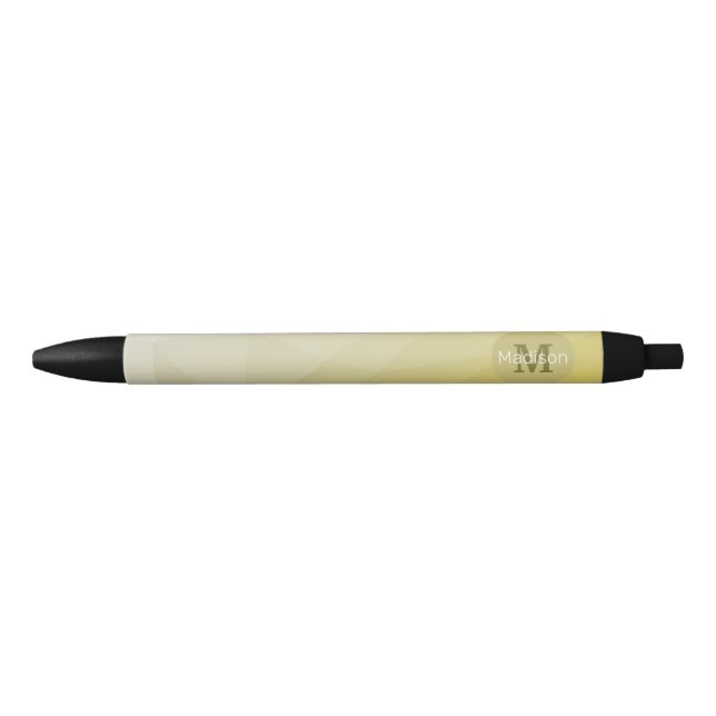 Grey Yellow ombre Mesh cool Pattern Monogram Black Ink Pen (Front)