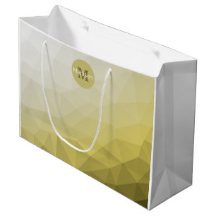 Grey Yellow ombre Mesh cool Pattern Monogram Large Gift Bag
