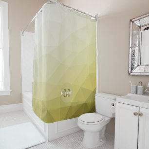 Grey Yellow ombre Mesh cool Pattern Monogram Shower Curtain