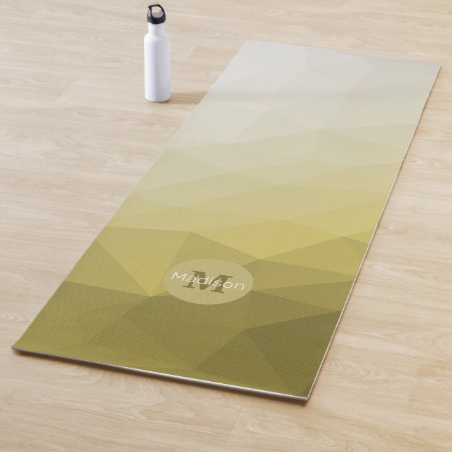 Grey Yellow ombre Mesh cool Pattern Monogram Yoga Mat (In Situ)