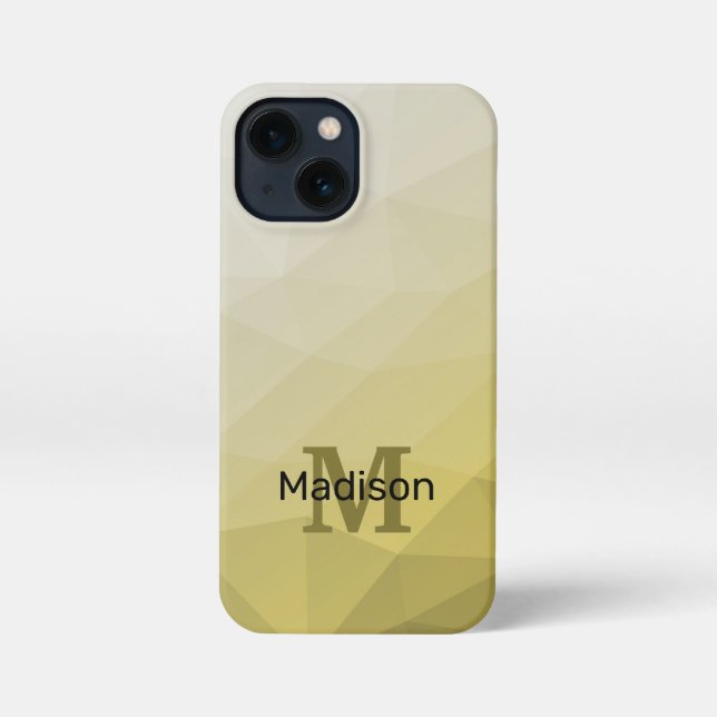 Grey Yellow ombre Mesh Pattern Monogram iPhone Case (Back)