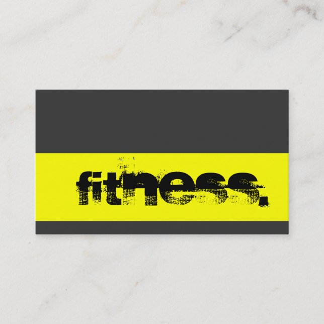 Grey Yellow Personal Trainer Fitness Business Card (Front)