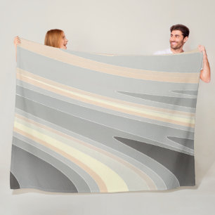 grey yellow pink waves fleece blanket