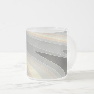 grey yellow pink waves frosted glass coffee mug