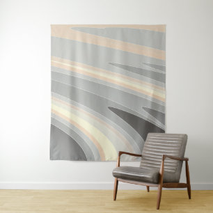 grey yellow pink waves tapestry