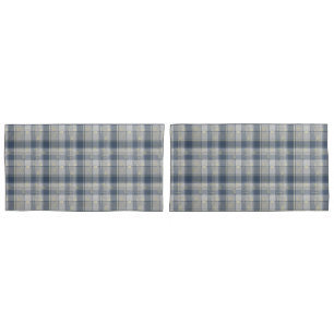 Grey & Yellow Plaid, Flower, Pair King Pillowcases
