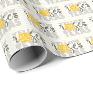 Grey Yellow Rose of Texas Wrapping Paper
