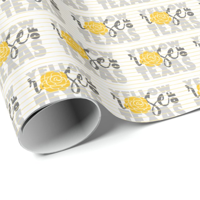 Grey Yellow Rose of Texas Wrapping Paper (Roll Corner)