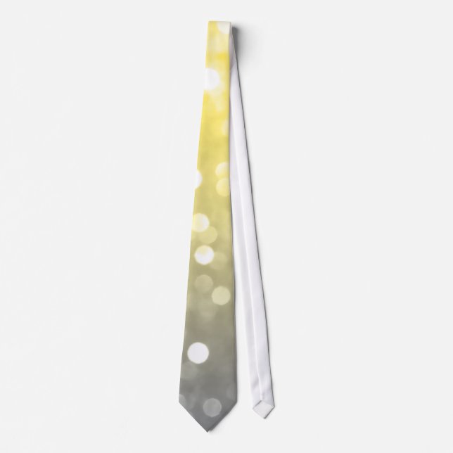 Grey yellow sparkly bokeh tie (Front)