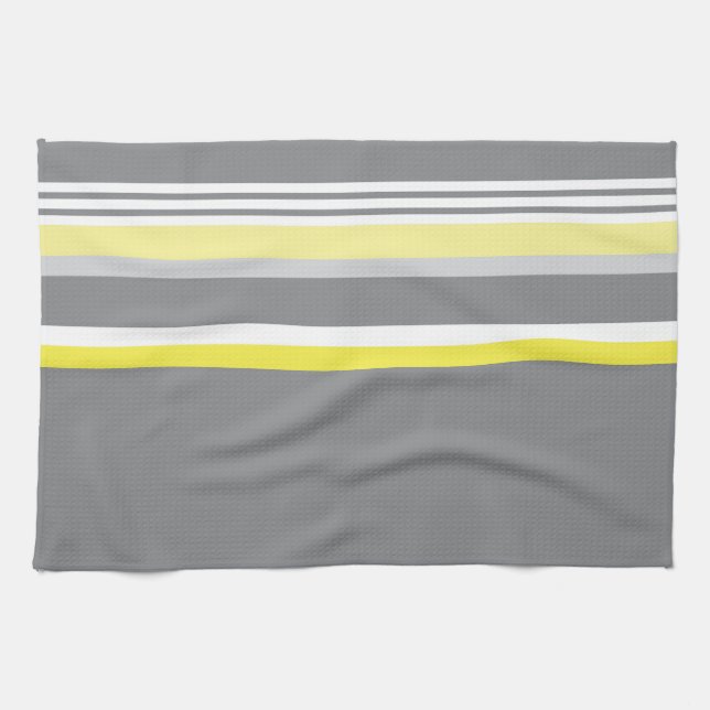 Grey (Yellow stripe) Tea Towel (Horizontal)