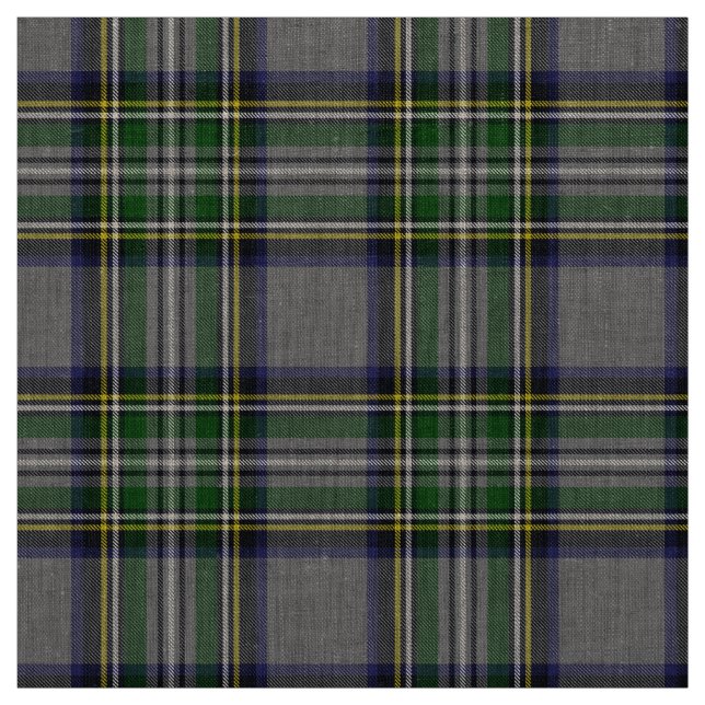 Grey & Yellow Tartan Plaid Fabric (Swatch)