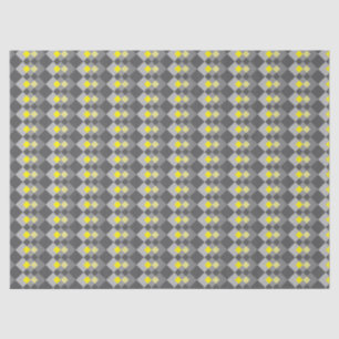 Grey Yellow Trendy Chic Diamond Pattern Geometric Tissue Paper