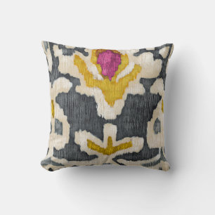Grey & Yellow Tribal Ikat Cushion