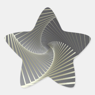 grey yellow twirl star sticker