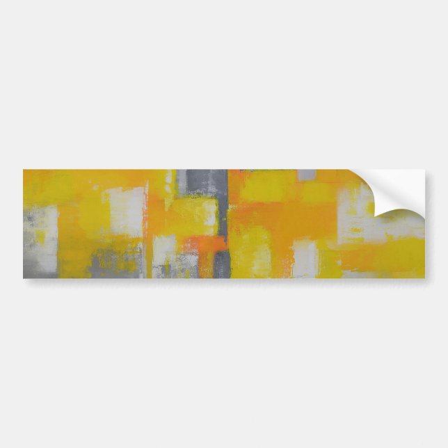 grey yellow white abstract art painting bumper sticker (Front)