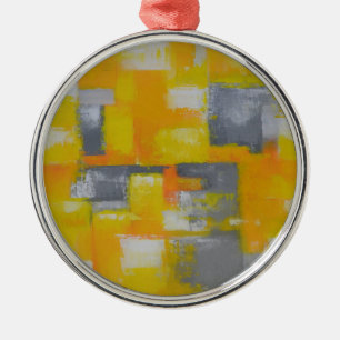 grey yellow white abstract art painting metal tree decoration