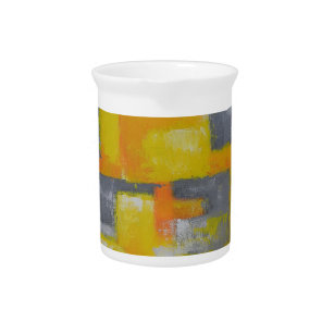 grey yellow white abstract art painting pitcher