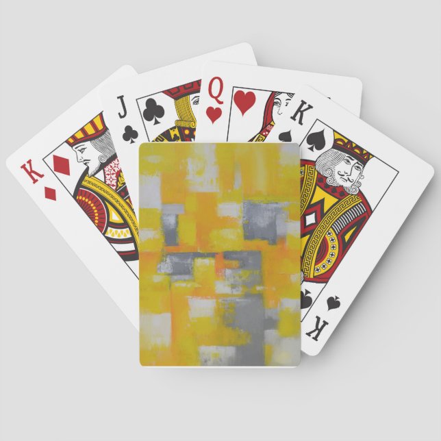 grey yellow white abstract art painting playing cards (Back)