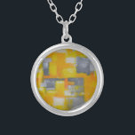 grey yellow white abstract art painting silver plated necklace<br><div class="desc">grey yellow white abstract art painting</div>