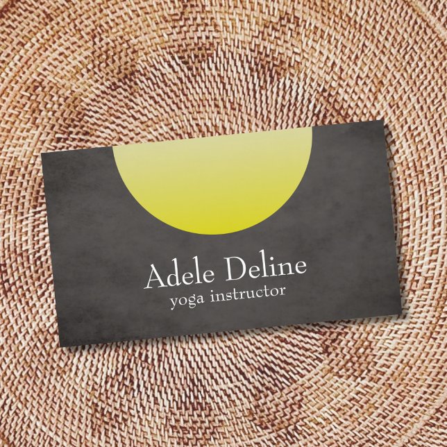 Grey Yellow Yoga Instructor Business Card (Creator Uploaded)