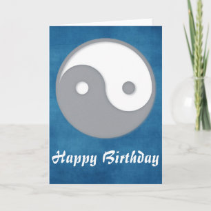 Grey Ying/Yang Happy Birthday Greeting Card
