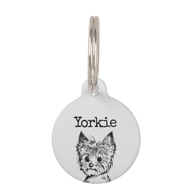 Grey Yorkshire terrier Yorkie Pet Tag (Front)