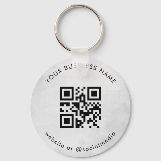 Grey Your Custom Business Qr Code Scan Keychain (Front)