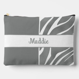 Grey Zebra Stripes Pattern Accessory Pouch