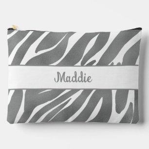 Grey Zebra Stripes Pattern Accessory Pouch