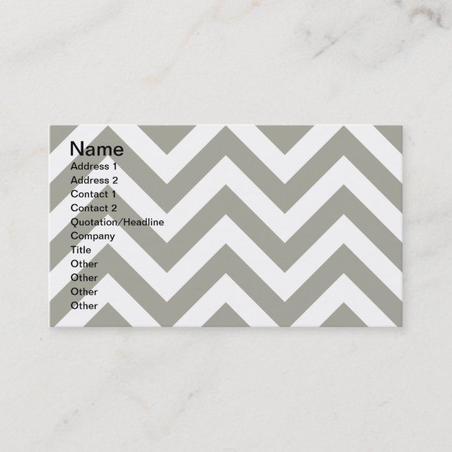 Grey Zig Zag Chevrons Pattern Business Card (Front)