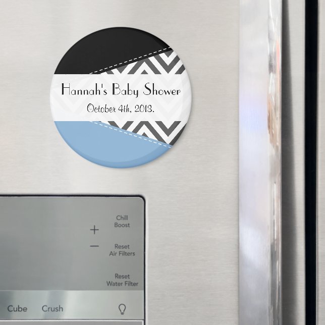 Grey Zigzag, Chevron, Zigzag Pattern, Baby Shower Magnet (In Situ (Fridge))