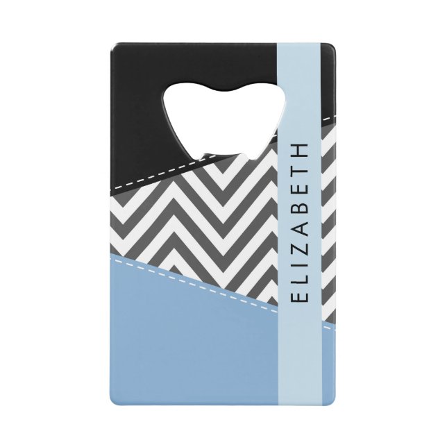 Grey Zigzag, Grey Chevron, Blue, Your Name (Front)