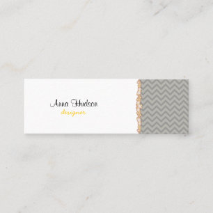 Grey Zigzag, Grey Chevron, Geometric Pattern Mini Business Card